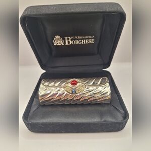 Princess Marcella Borghese Silver-Tone Lipstick Case with Mirror Vintage Style